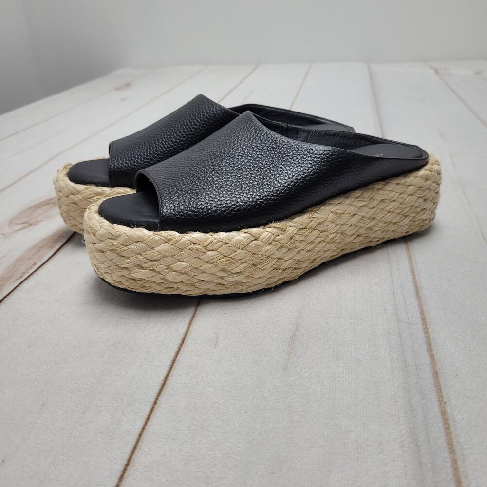 Intentionally Blank Anthropologie Hightide platform sandals black leather